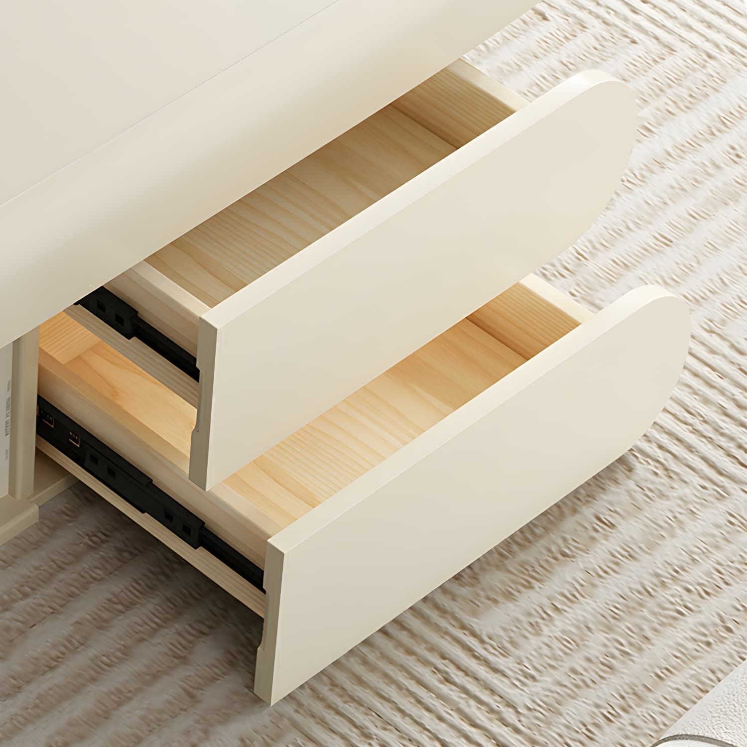 Modern Oval White Coffee Table with Storage, Shelves, and Drawers thumbnail 7
