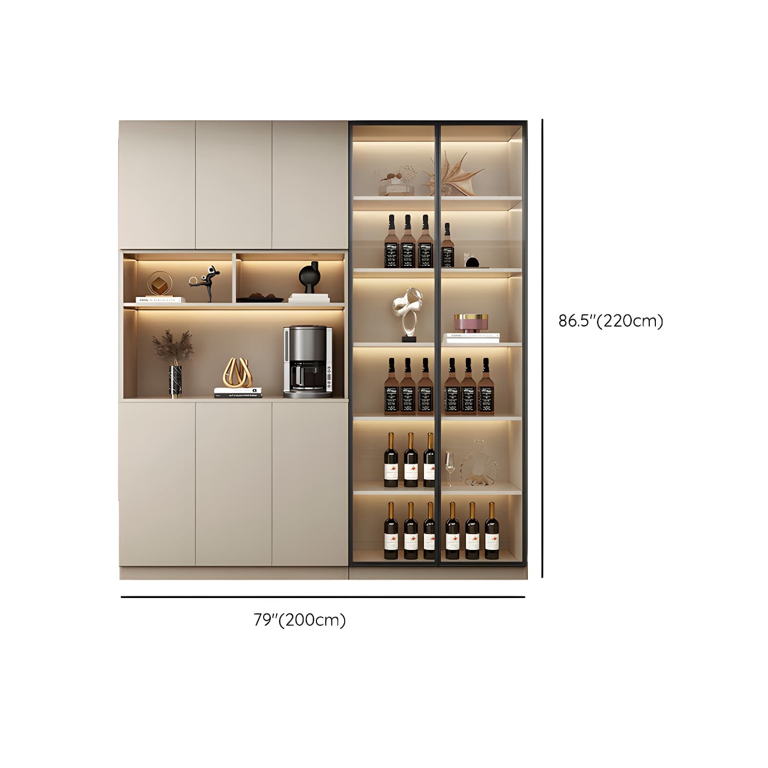 Contemporary Champagne Engineered Wood Shelves Included Sideboard with Doors thumbnail 20
