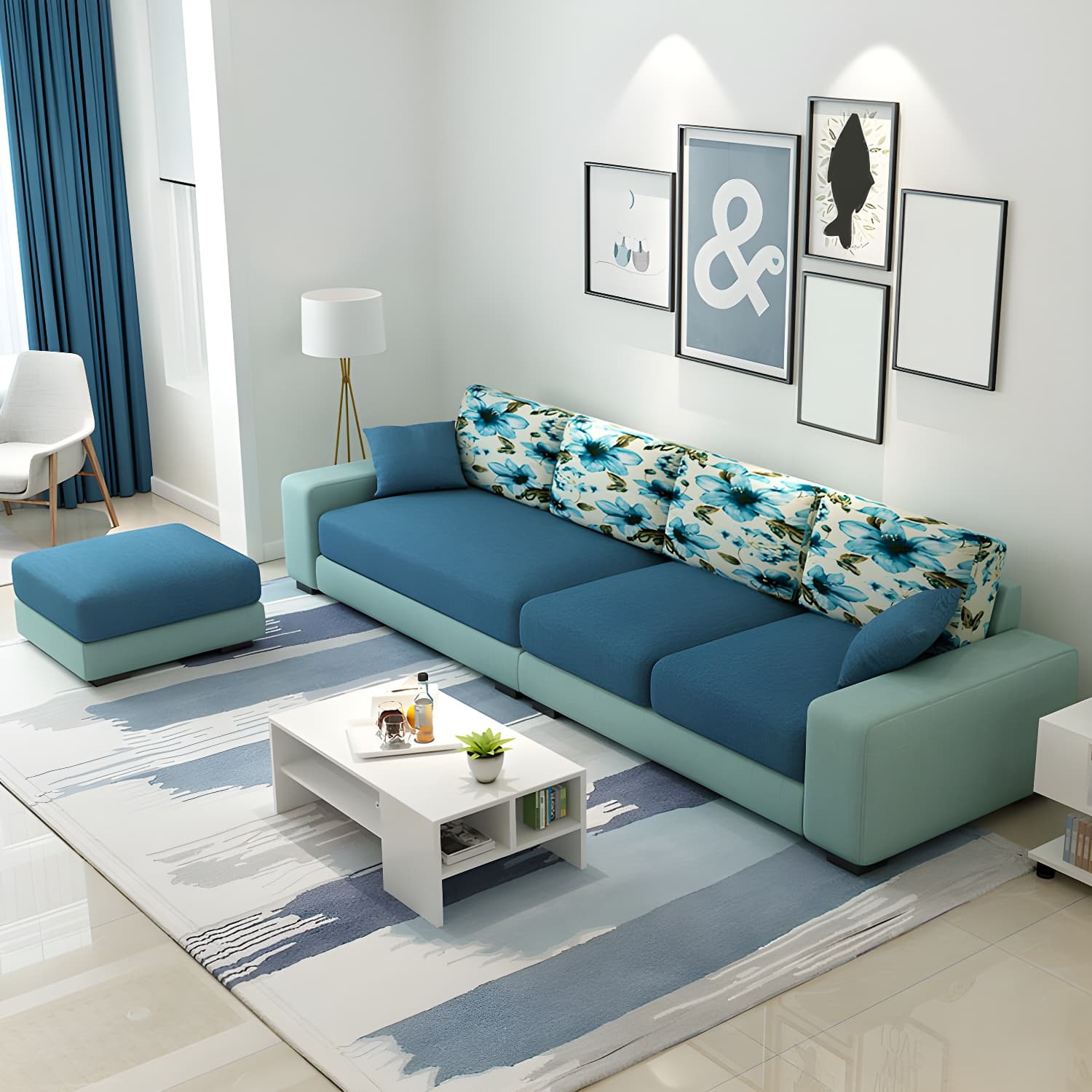 Scandinavian Wood Frame Straight Sofa with Cushion Back and Slipcover in 3 Piece Set thumbnail 14