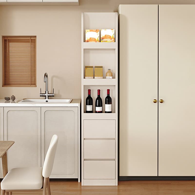 Modern Simple Style Rectangular Detached Decorative Cabinet with 3 Exterior Shelves, Composite Wood Countertop in Chalk, and Soft Close Drawer thumbnail 3