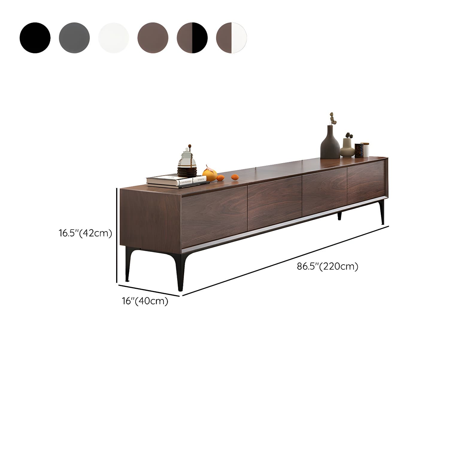 Scandinavian Style Wood TV Stand with Cable Management, Drawers Included - Low Height and With Legs thumbnail 18