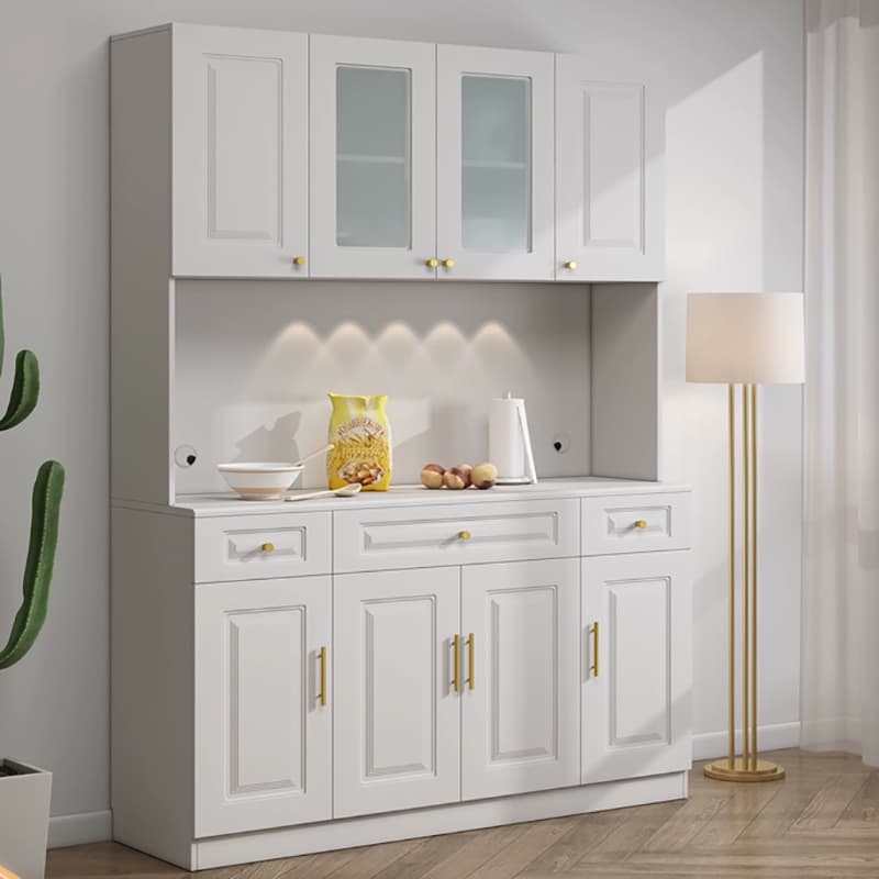 White Modern Wood Sideboard with Drawer and Cabinet with Adjustable Shelves thumbnail 3