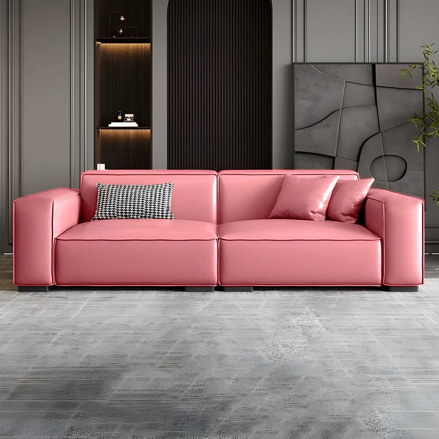 Extra Long Modern Wood Sofa with Stain Resistant Fabric and Seat for 5 People thumbnail 13