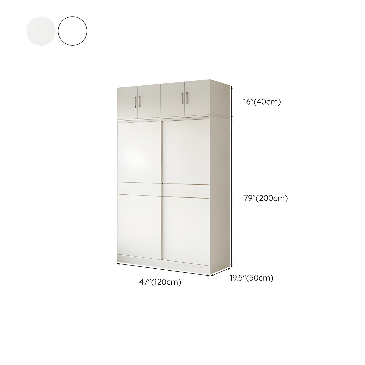 Fashionable Sliding Door Storage Wood Wardrobe with Metal Clothing Rod and Shelves in White Color thumbnail 19