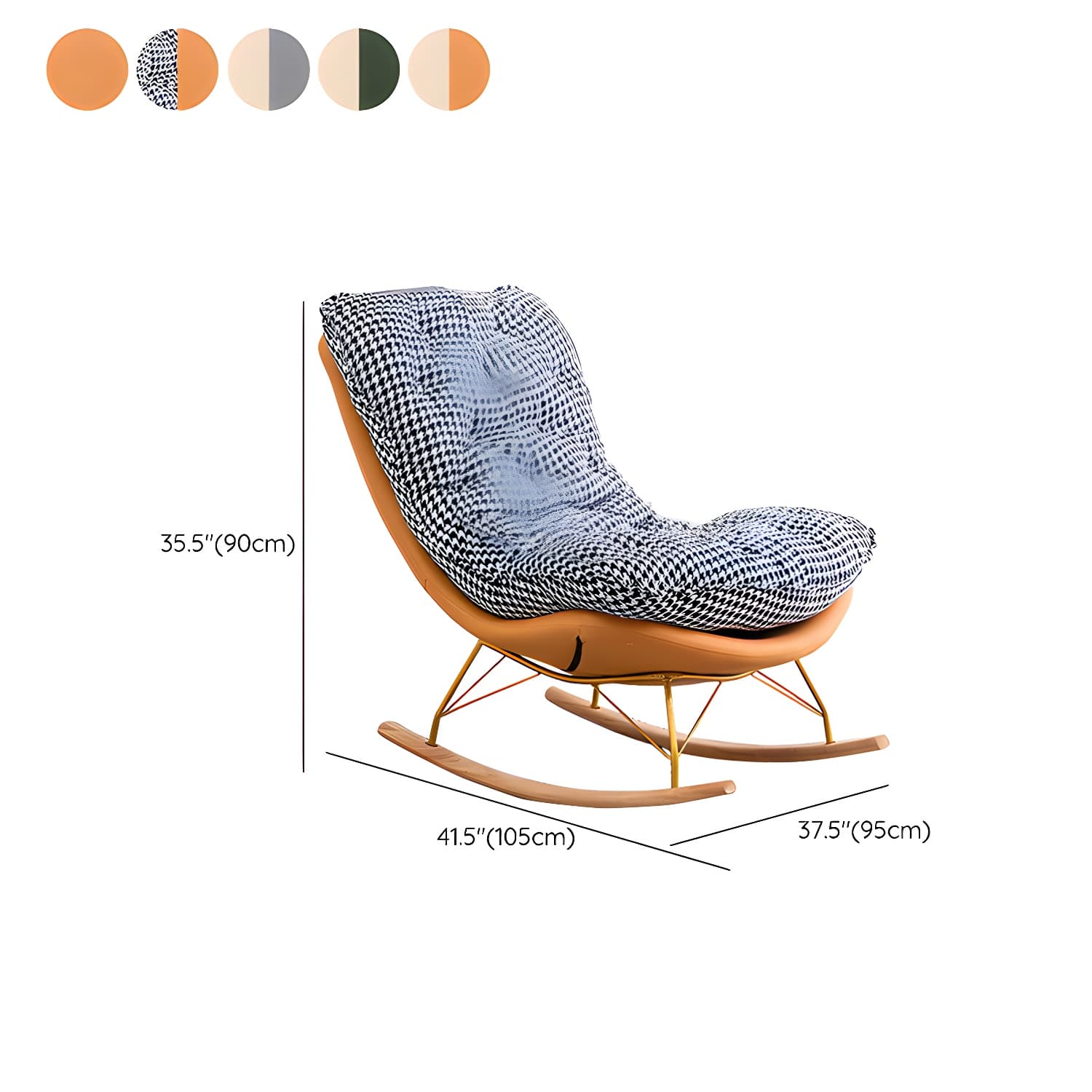 Modern Tufted Upholstered Rocking Chair with Natural Wood Legs thumbnail 22