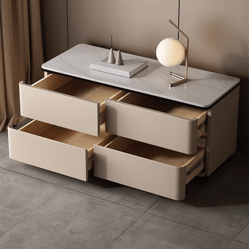 Modish Nightstand With Drawer Organization with 4 Drawers and Stone Tabletop thumbnail 12