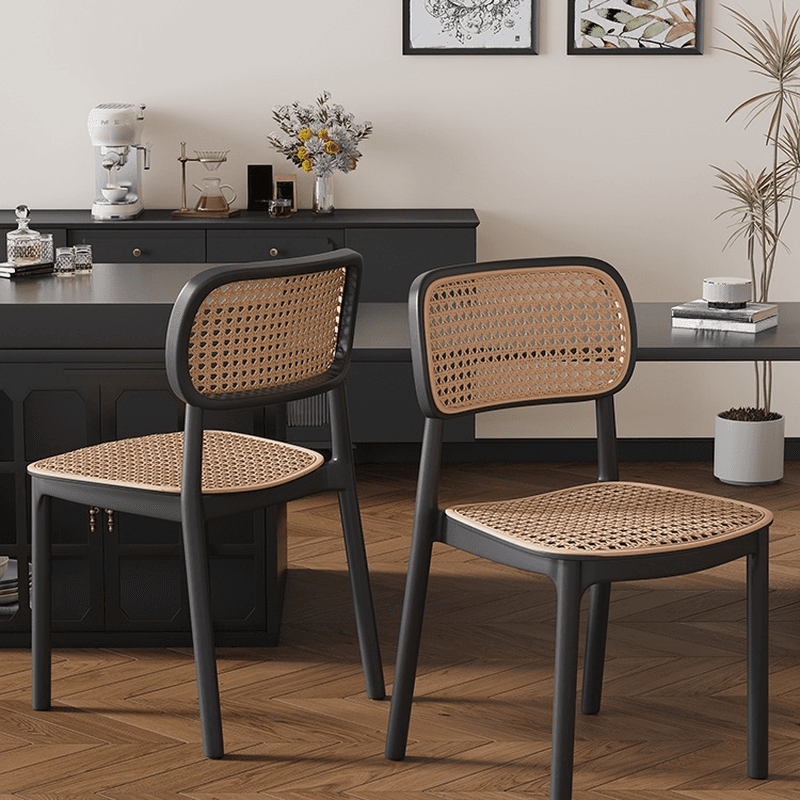 Art Deco Parlor Side Chair with Ventilated Back, Ink/Dark Gray/White Synthetic Material Legs, Pile-upon-able, and Foot Pads thumbnail 17