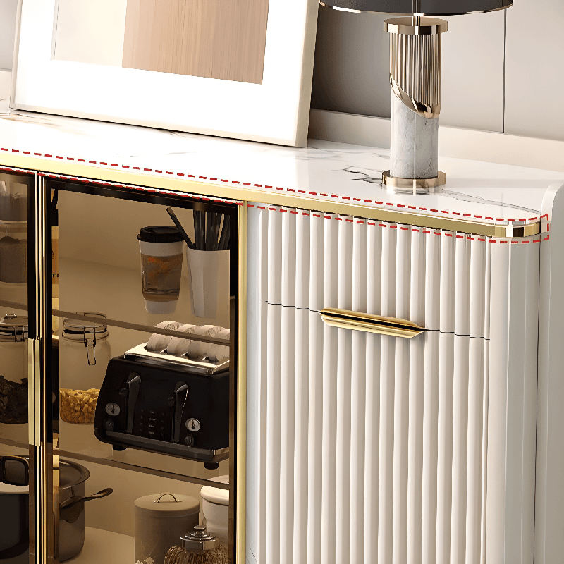 Floor Server/Buffet Table in Slab for Living Room with Glass Doors and Slate Countertop in a Luxurious Style thumbnail 11