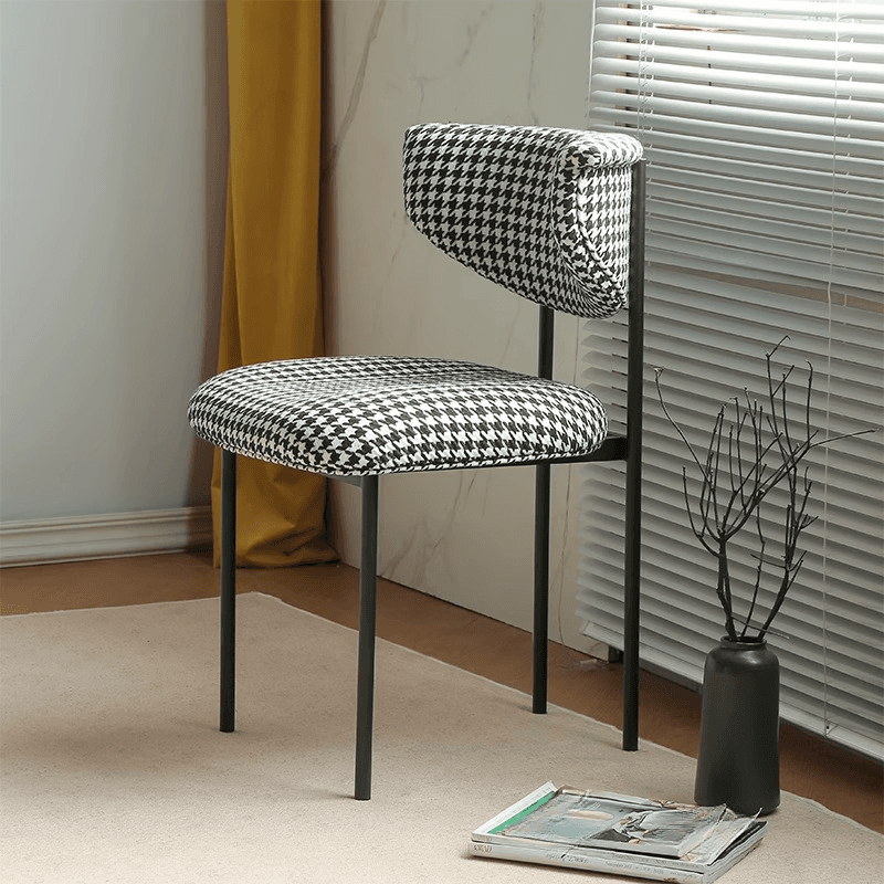 Scandinavian Side Chair with Uncovered Back, Upholstered, Ink/Gilded Metal Legs thumbnail 10