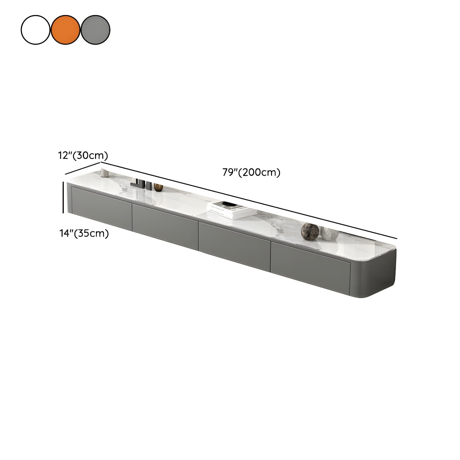 Stone Low TV Stand with Soft-close Drawers and Cable Management thumbnail 19