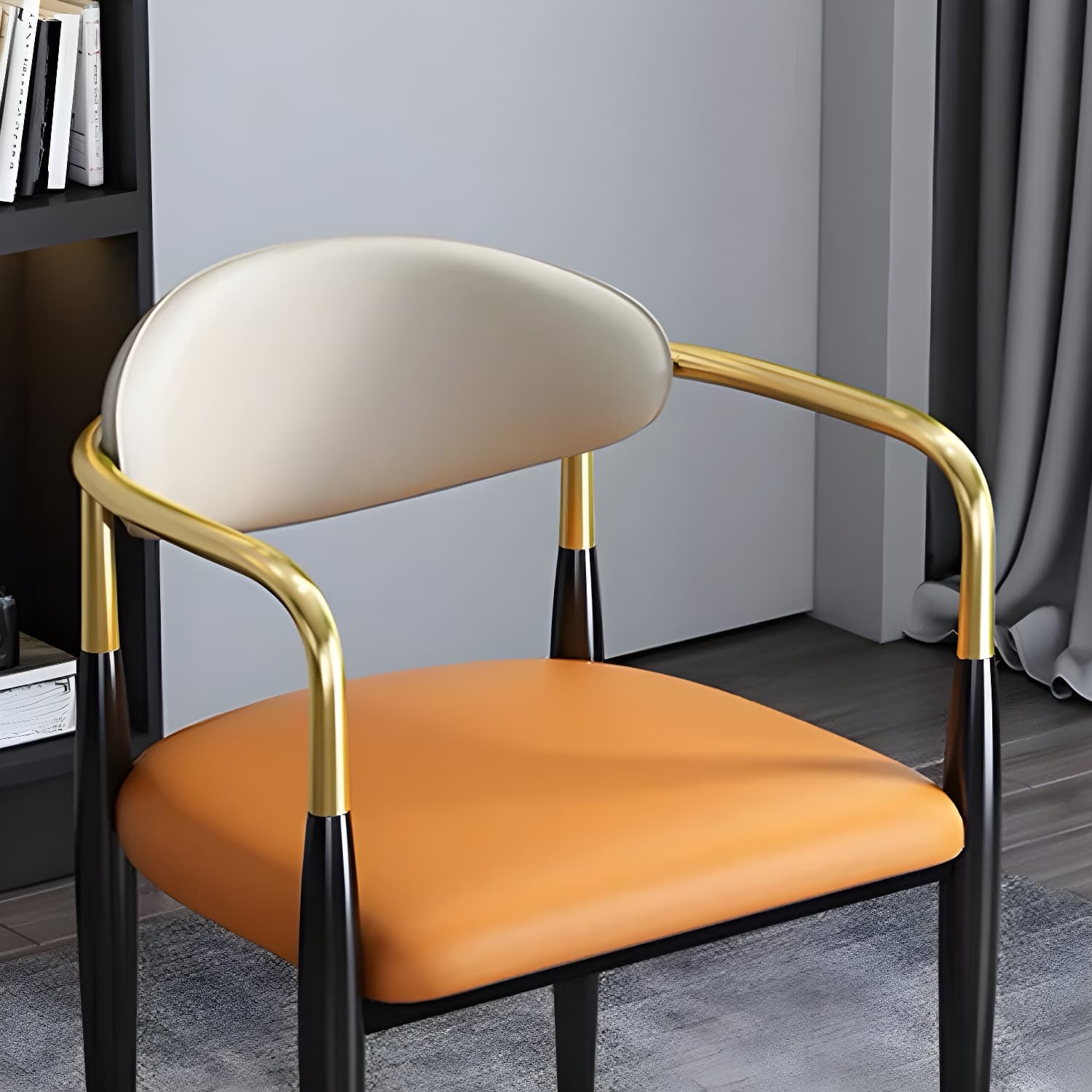 Contemporary Metal Dining Chair Black Legs Dining Room Arm Chair thumbnail 16