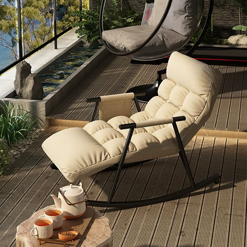 Chic Indoor Modern Rocking Chair - Upholstered, with Tuft and Track Arms, Seats One thumbnail 11
