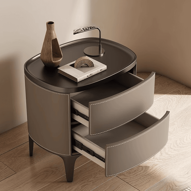 Contemporary 2 Tiers Drawer Storage Bedside Table with Real Wood Countertop thumbnail 12