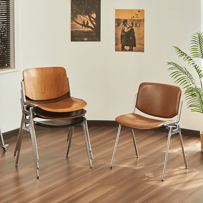 Old School Ventilated Back Armless Chair with Ink/Metallic Metal Legs, Nestable thumbnail 18