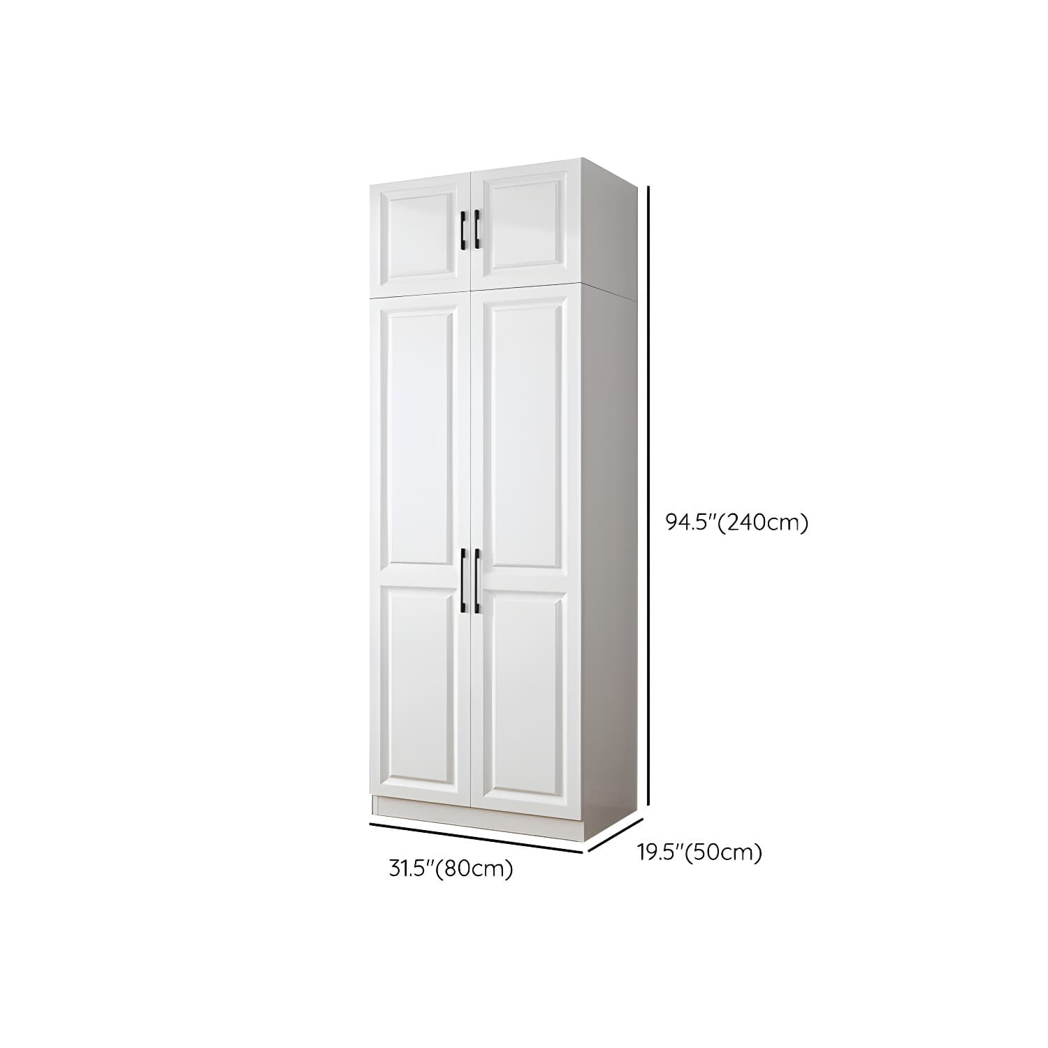 Modern White Wood Wardrobe Armoire with Shelves & Clothing Rod - Spacious and Stylish thumbnail 19