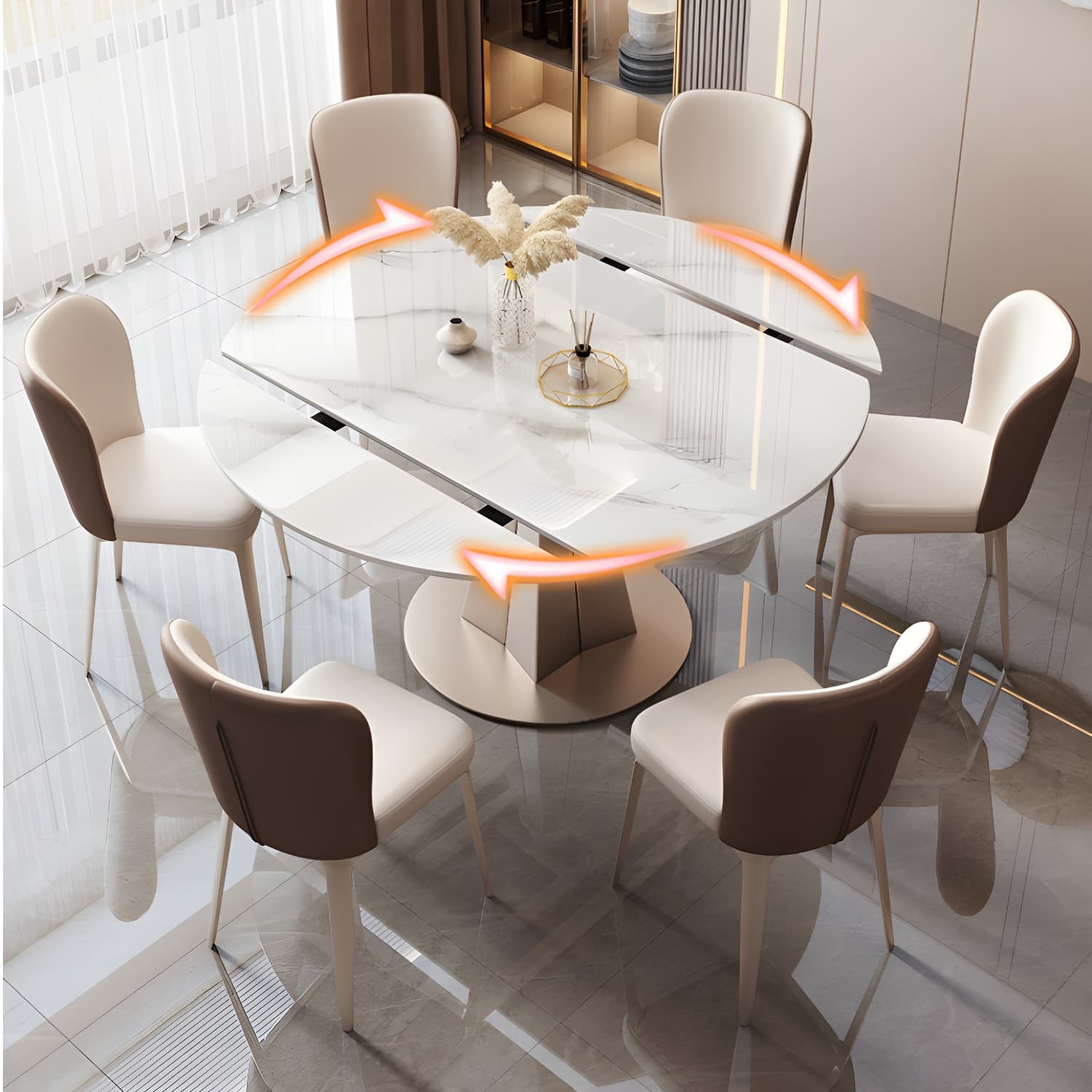 Contemporary 1/2/5/7 Pieces Dining Set Sintered Stone Dining Room Set for Small Space thumbnail 2