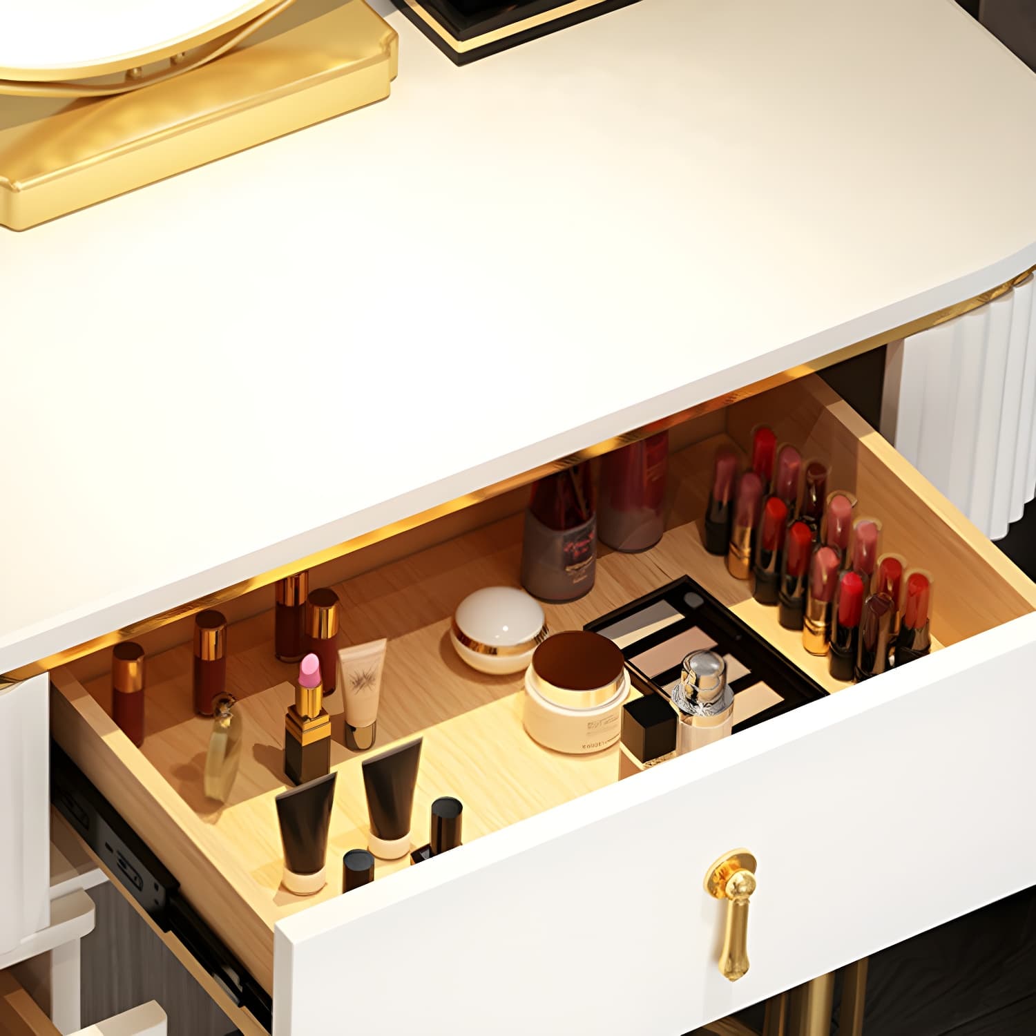Glam 29.52" Height Makeup Vanity Set with Drawer and Mirror Vanity thumbnail 11