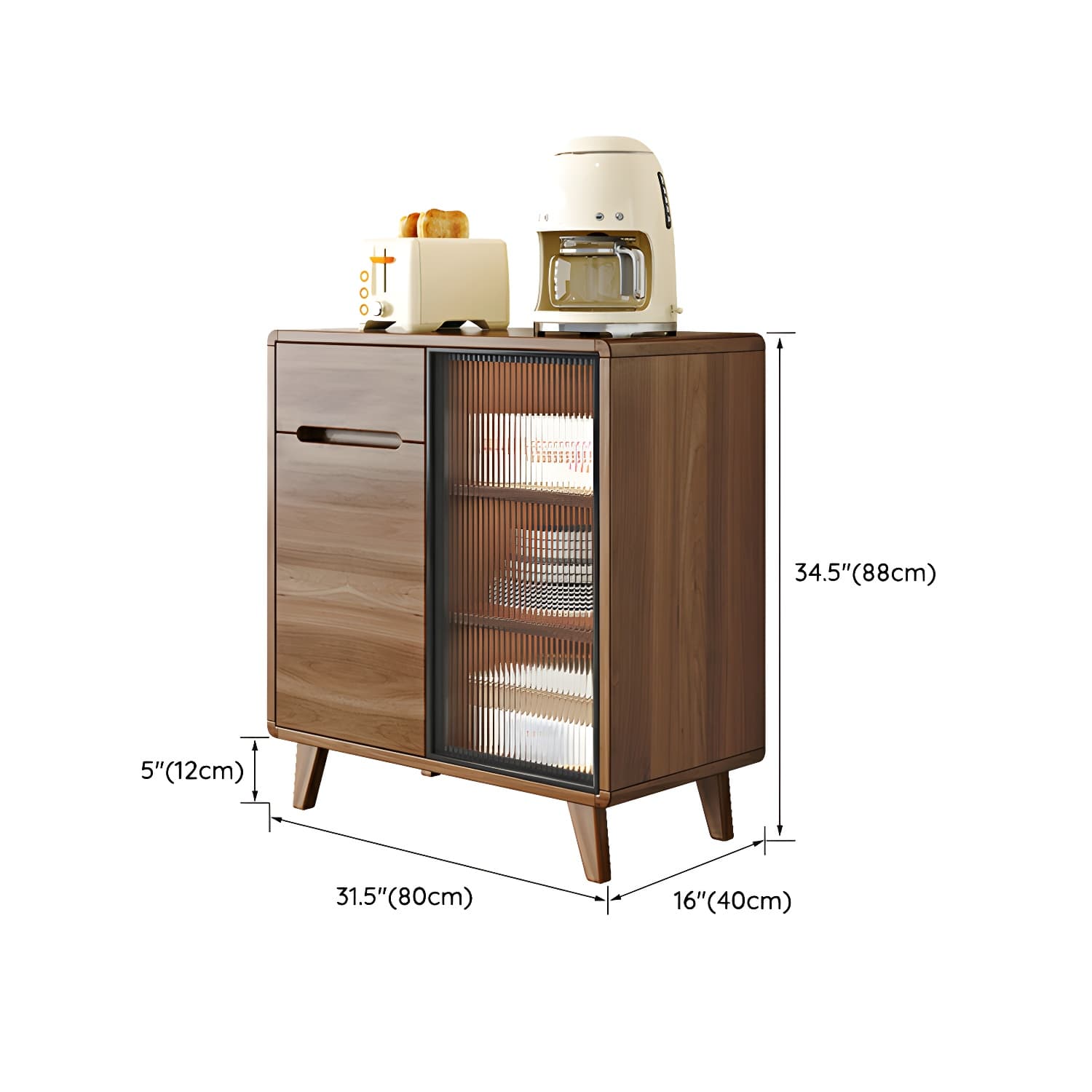 Contemporary Engineered Wood Free-standing Sideboard with Glass Door and Adjustable Shelves thumbnail 10