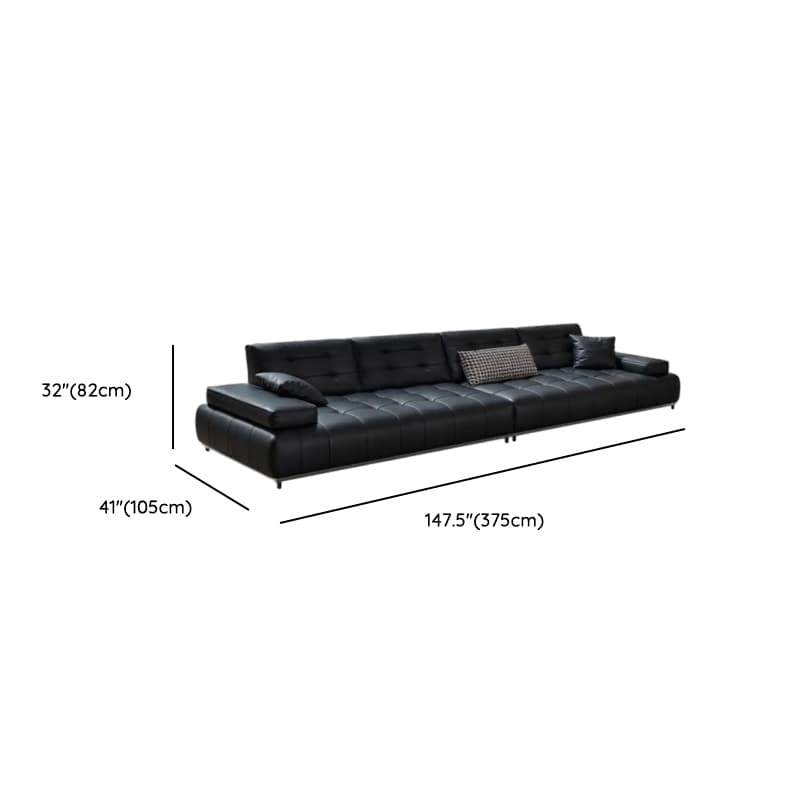 Straight/L-Shape Sofa Couch/Sofa Recliner with Tufted Back in Dark, Horizontal/Left Hand Facing, Decorative-stitched thumbnail 13