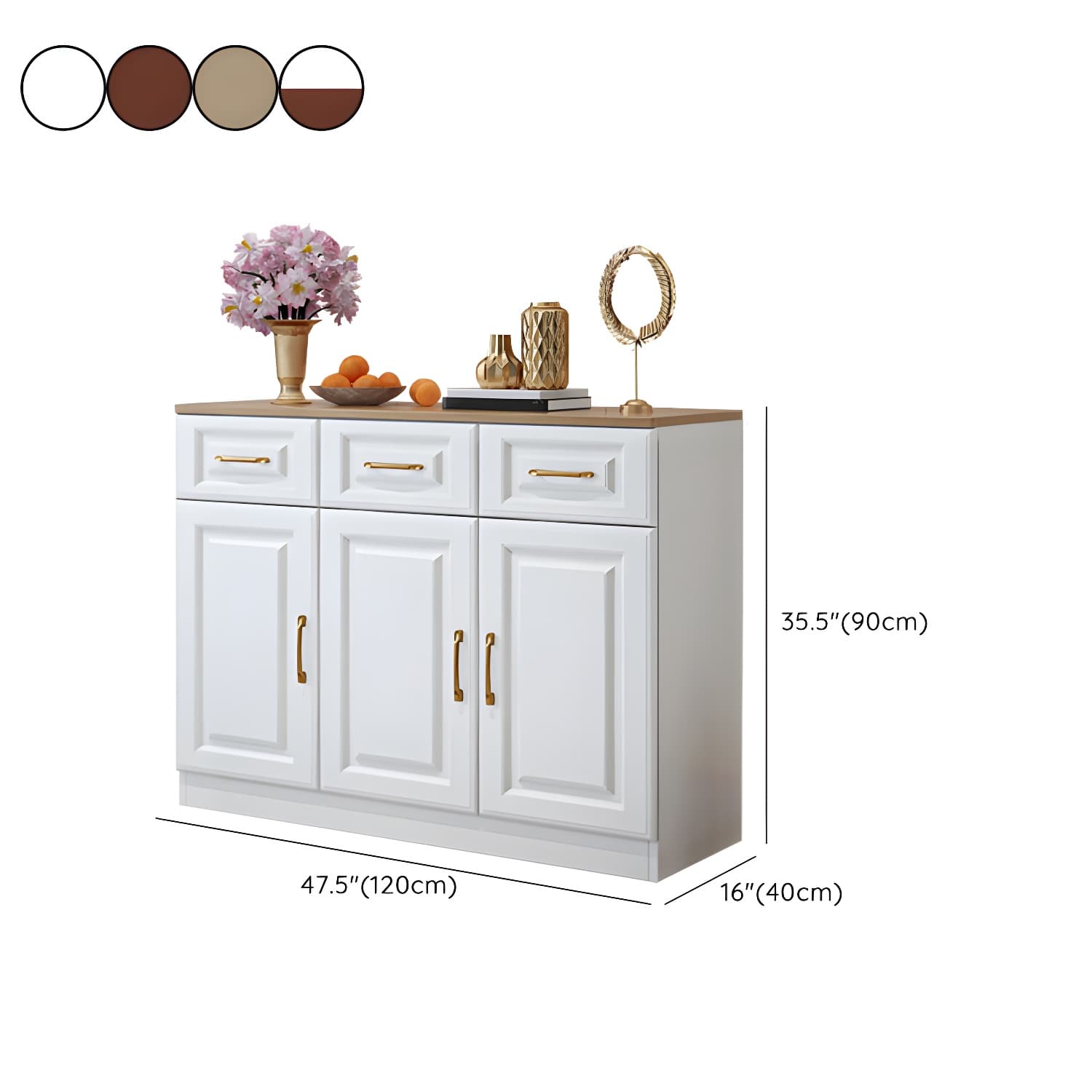 Modern Wood Buffet Sideboard with Cabinets, Drawers, and Shelves - No Distressing thumbnail 21