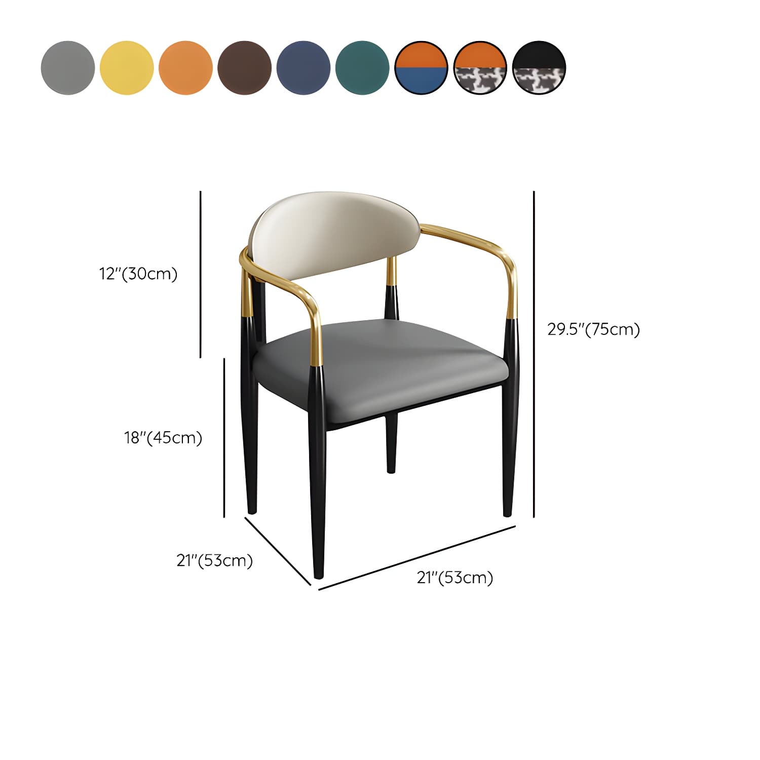 Contemporary Metal Dining Chair Black Legs Dining Room Arm Chair thumbnail 17