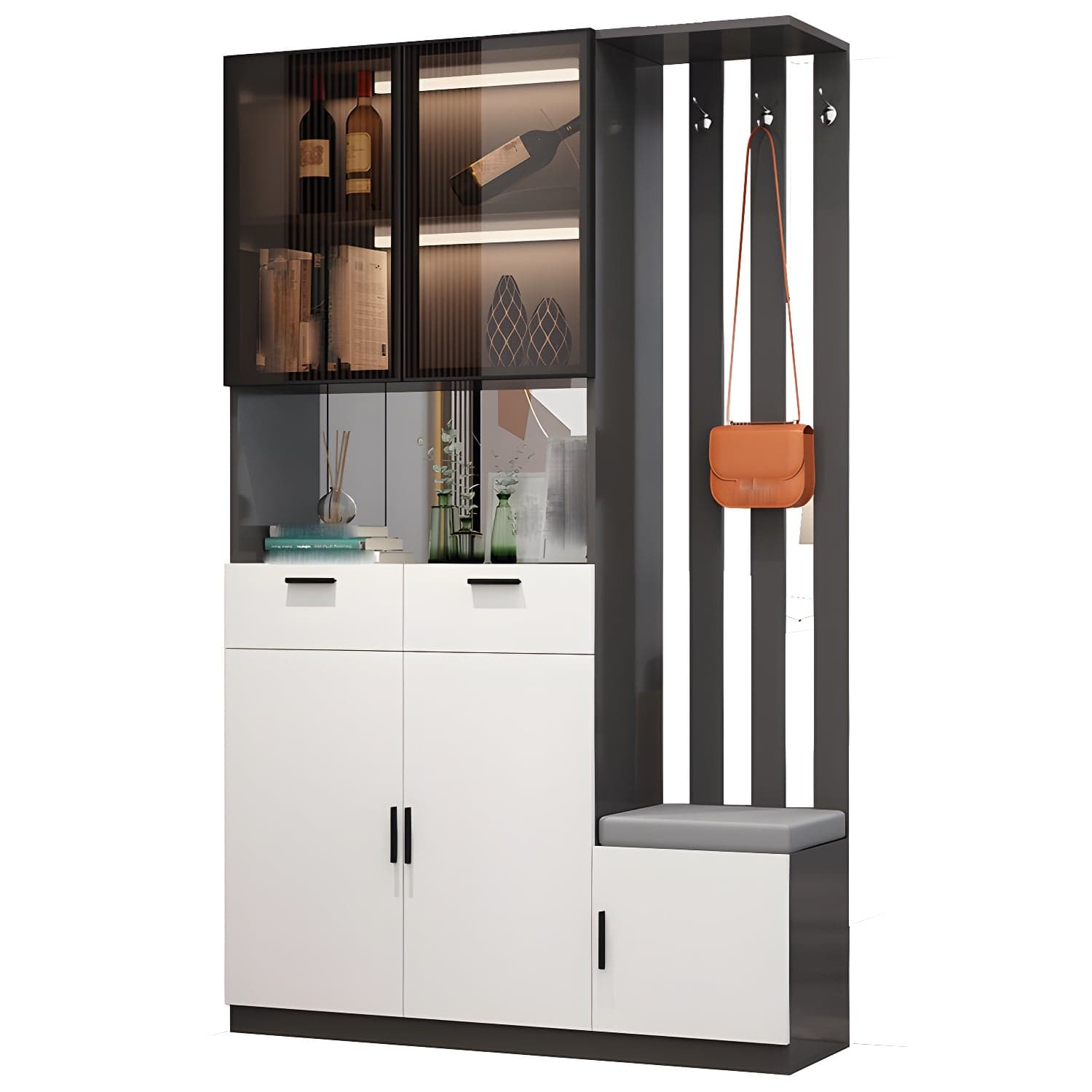 Contemporary 3-door Wooden 11.81" Wide Accent Cabinet with Drawer thumbnail 7