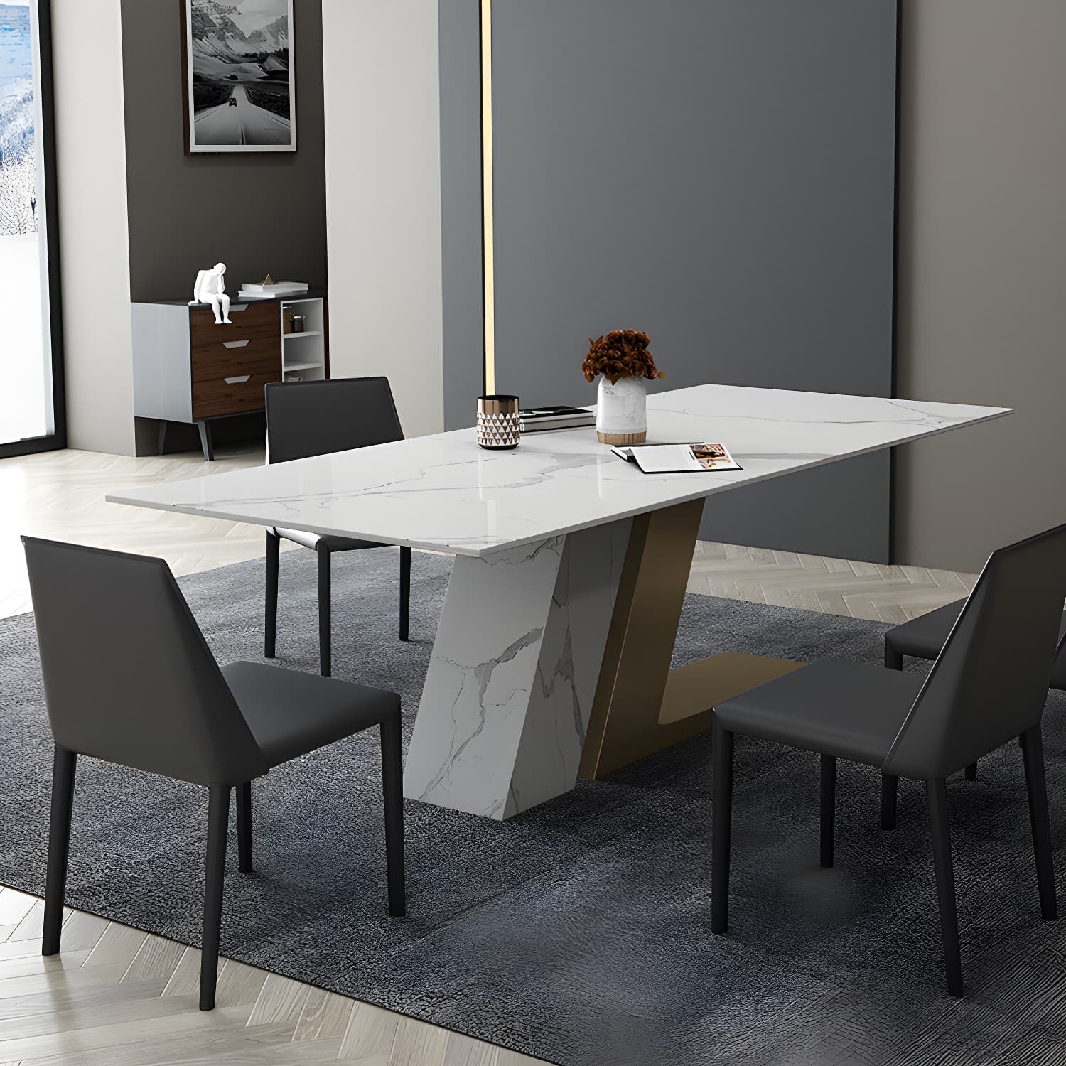 Contemporary 1/2/3/4/5/6/7 Pieces Dining Set Rectangle Dining Table Set thumbnail 11