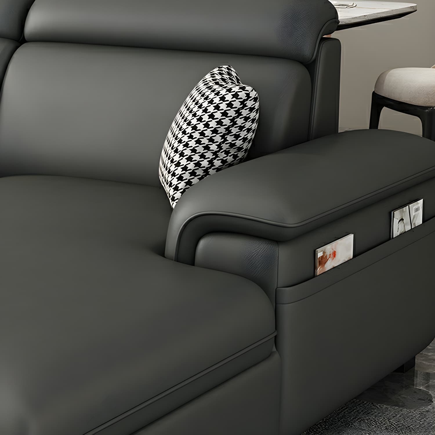 Modern Gray Stationary Sectional Sofa with Pillow Top Arm and Storage thumbnail 7