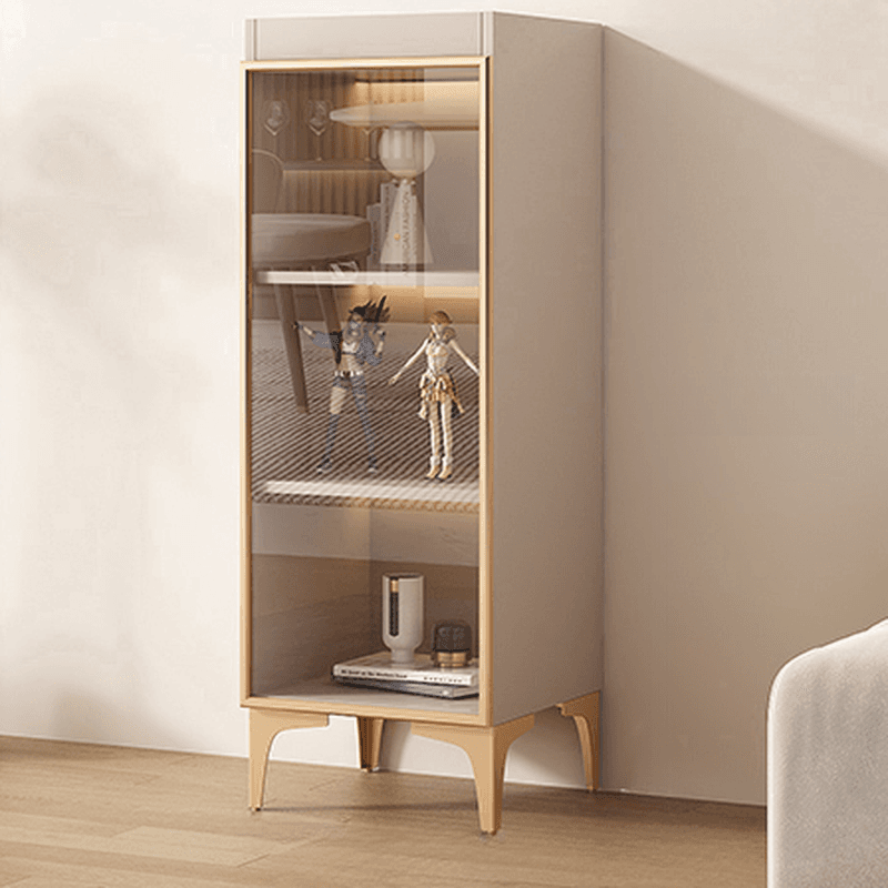 Simple Rectangular Standalone Accent Cabinet with Closet, Laminate Countertop, Glazed Door, and Sand Top thumbnail 2