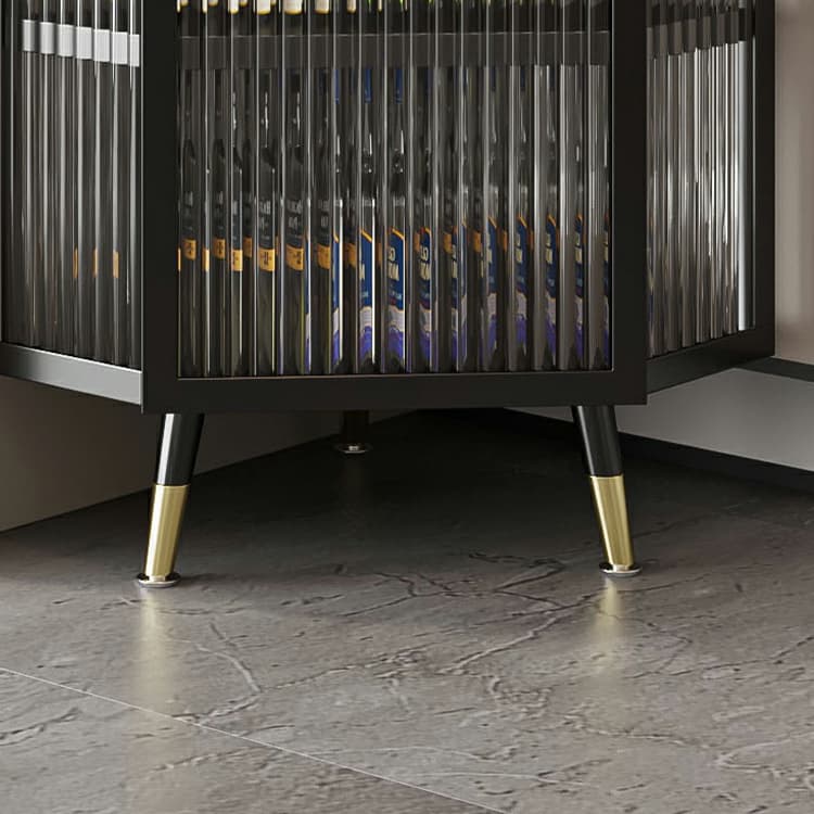 Gold Corner Accent Cabinet with Glass Doors and Metal Shelving thumbnail 9