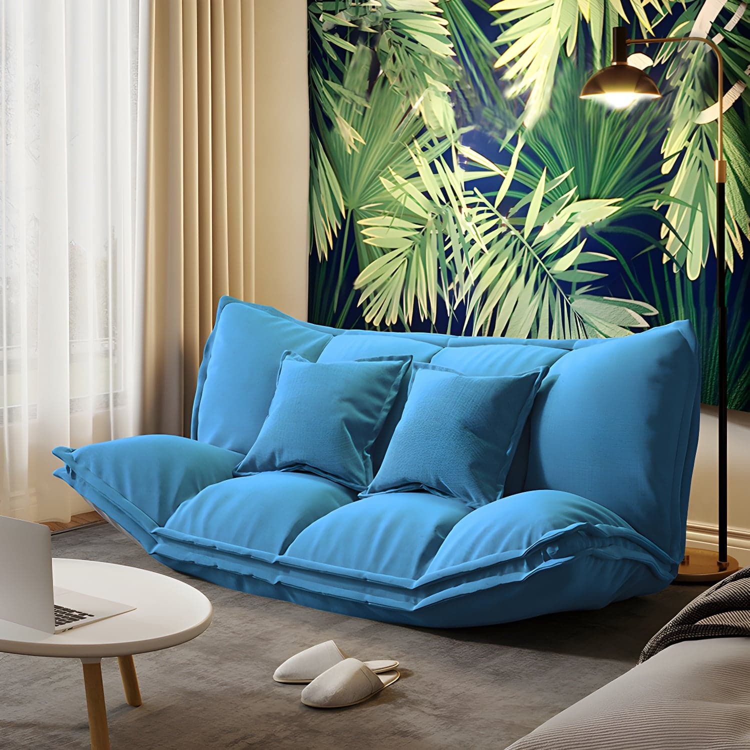 Modern Tight Back Convertible Sleeper Sofa Fabric Armless Solid Color Sofa thumbnail 2