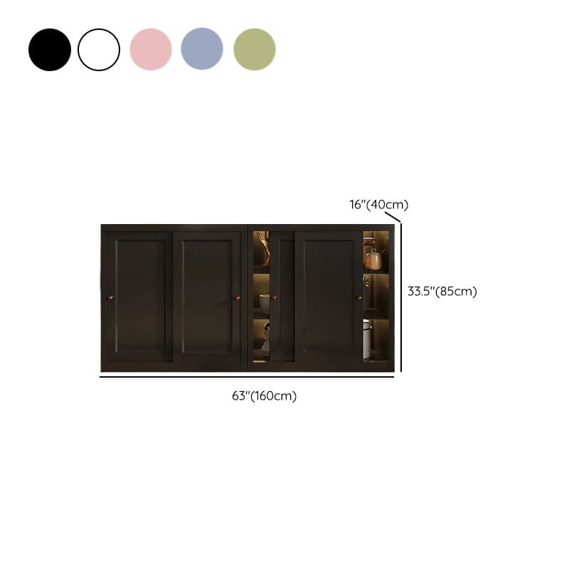 Art Deco Standard/Wide Oven Cabinet with Kitchen Cupboards, Iron Countertop, and Adjustable Sliding Doors thumbnail 12