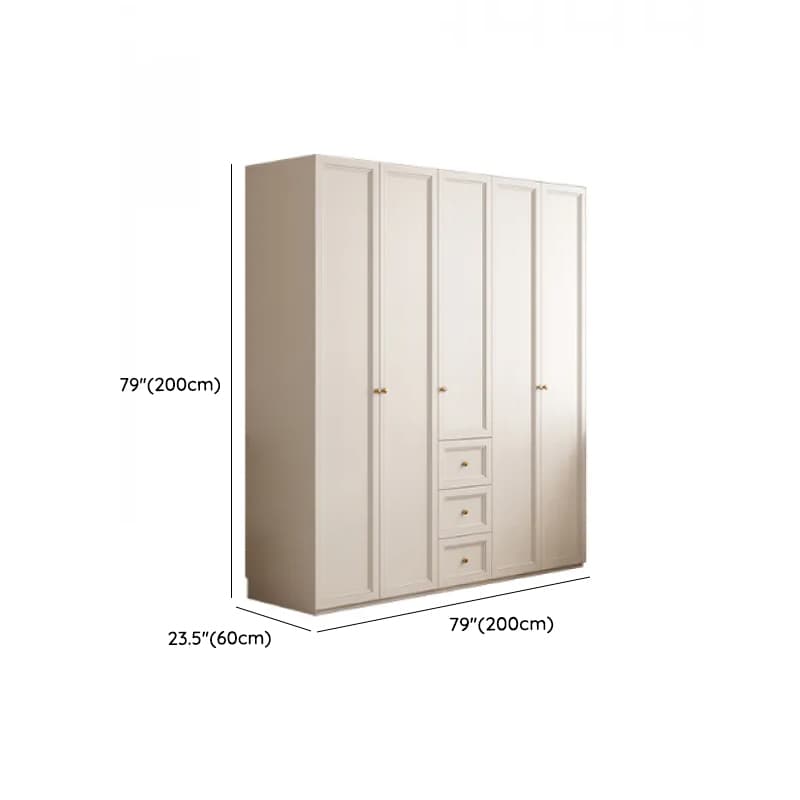 White Minimalist Laminate Wardrobe Closet with 3-Drawer, Soft Close Door, Interior Shelves, and Clothing Rod thumbnail 11