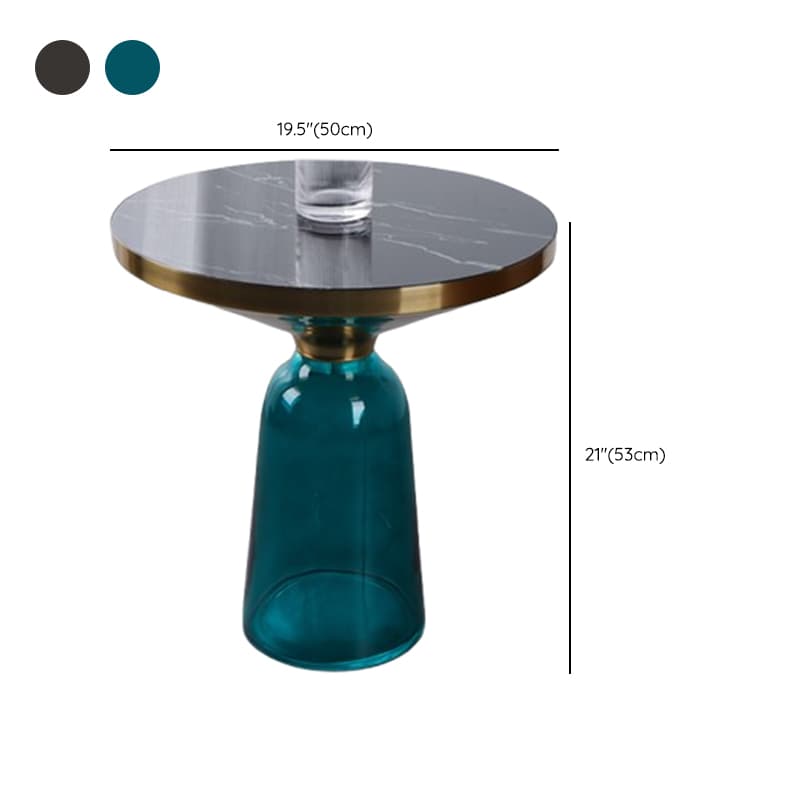 Simplistic Single Side Table with Hardened Glass and Plinth Base, Rounded Top thumbnail 20