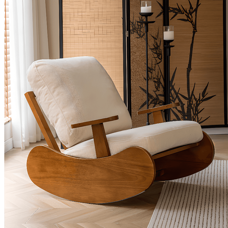 Black/Jade Green/Ivory Art Deco Upholstered Rocking Armchair with Recessed Arm thumbnail 8