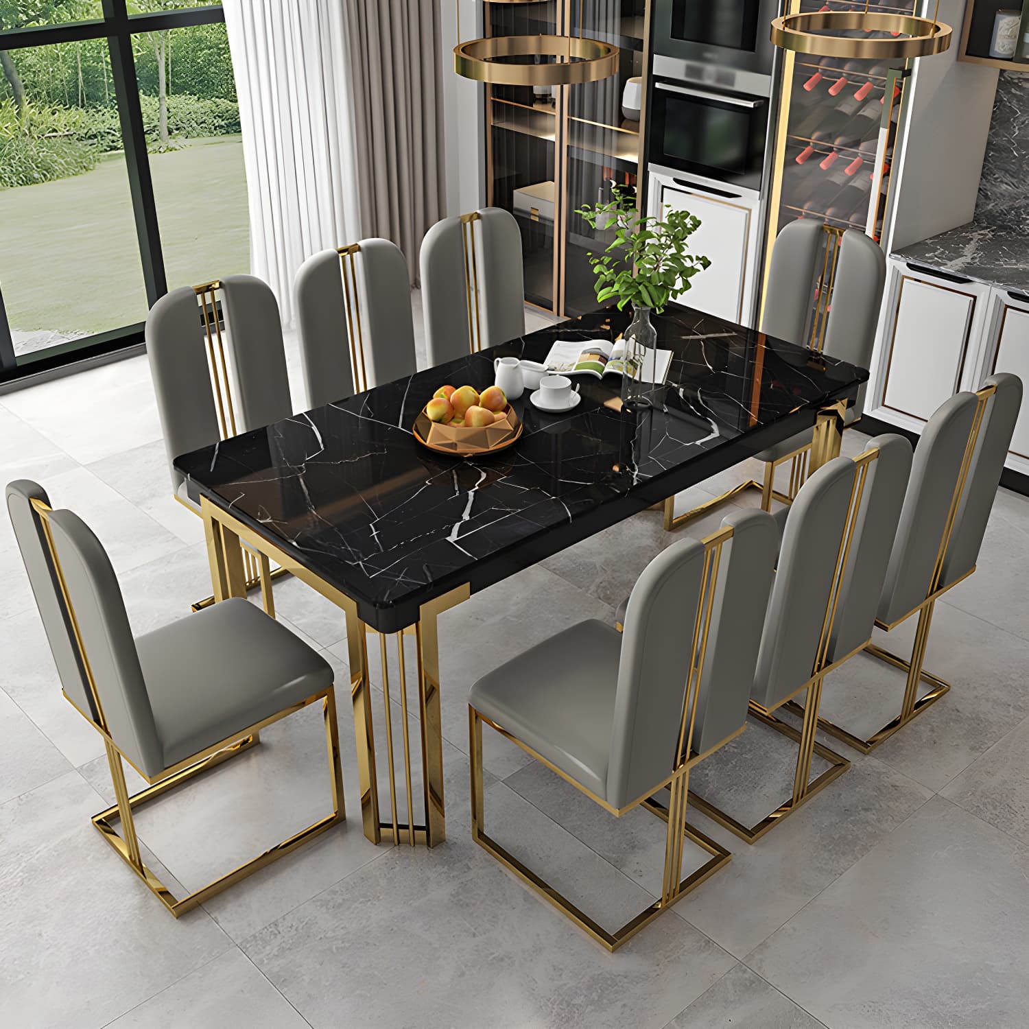 Modern 1/2/7/9 Pieces Dining Set Marble Dining Furniture Set /Separate Items thumbnail 10