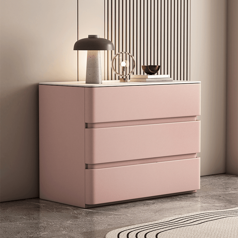 Art Deco Bedside Cabinet Nightstand with 3 Drawers and Sintered Stone Countertop thumbnail 7