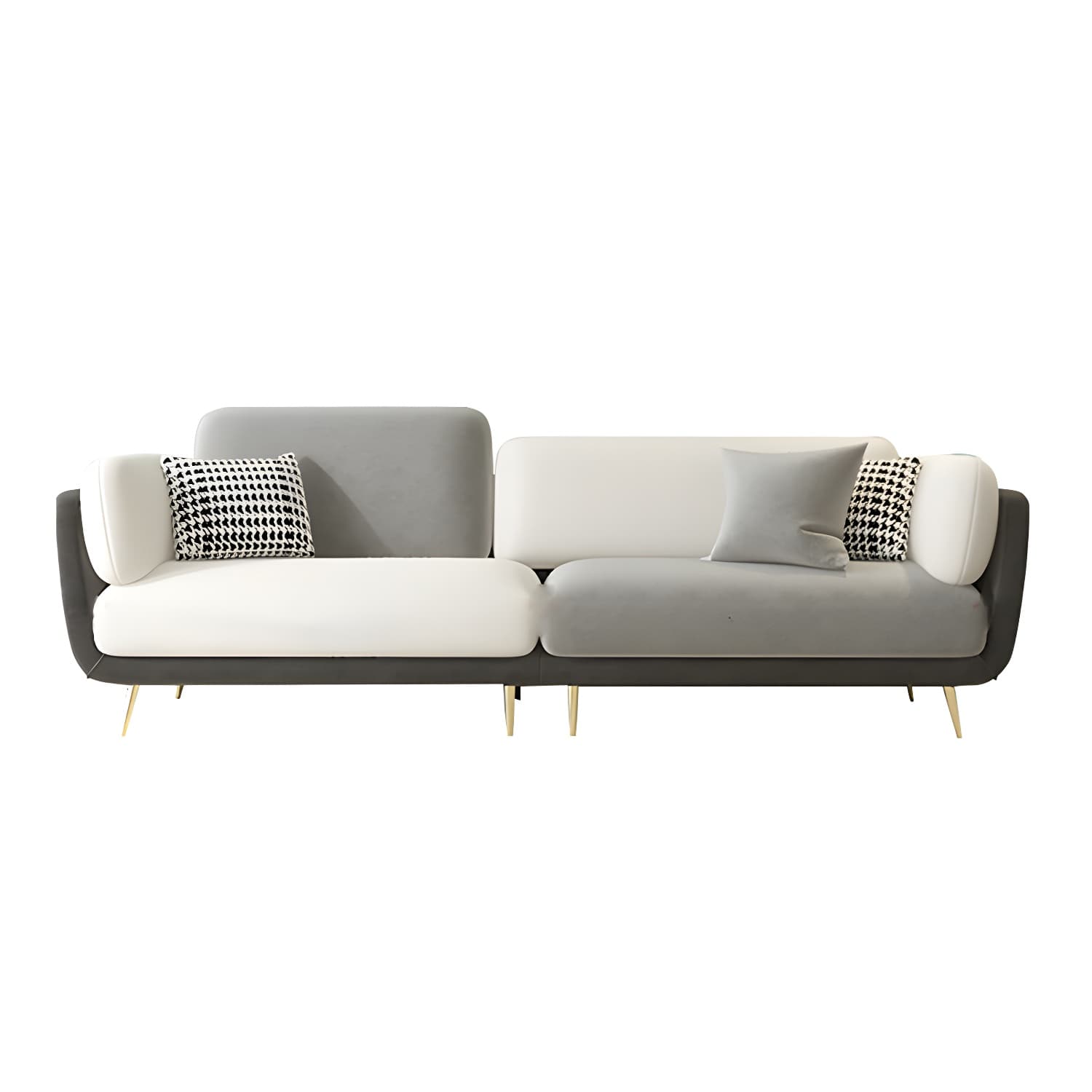 36" High Modern Velvet Square Arm Sofa with 2 Pillows Standard Sofa for Living Room thumbnail 9