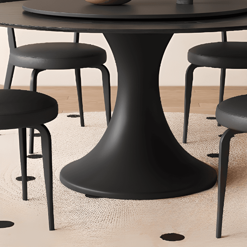 Circular Slate Dining Table Set with Stump Base, Back Seats for 6 or 4, in Espresso thumbnail 3