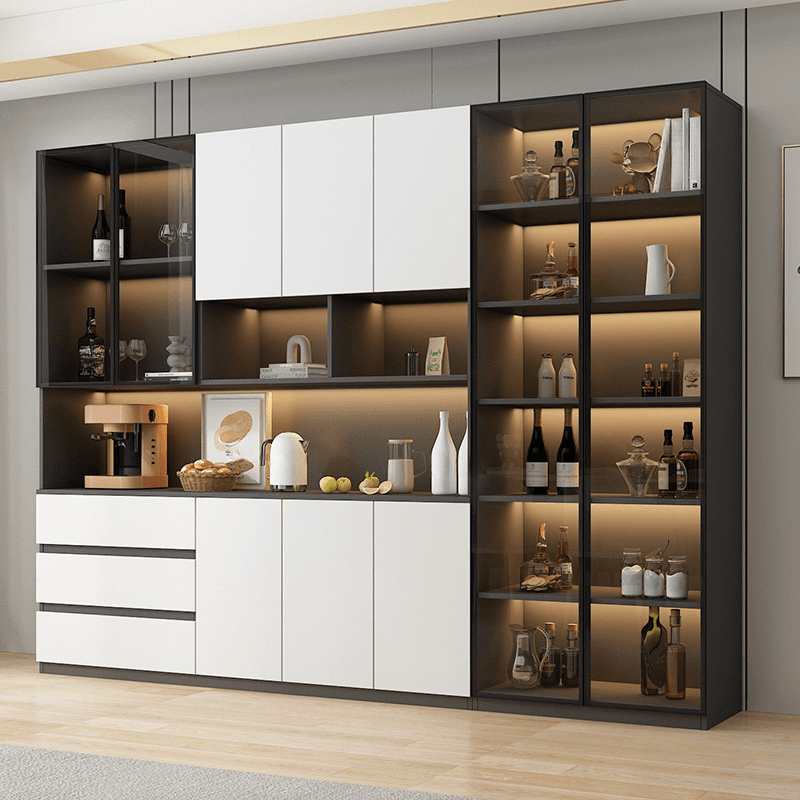Two Toned Unclosed & Self-supporting Wide Sideboard with 2 Shelves & Benchtop