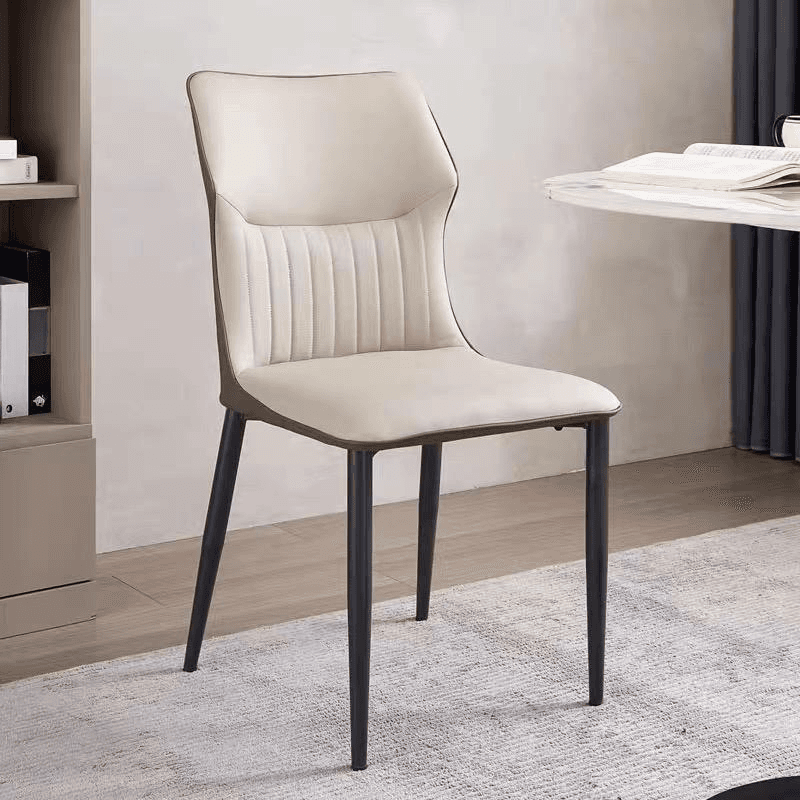 Minimalist Side Chair with Closed Back, Padded Upholstery, and Ink Metal Legs thumbnail 5
