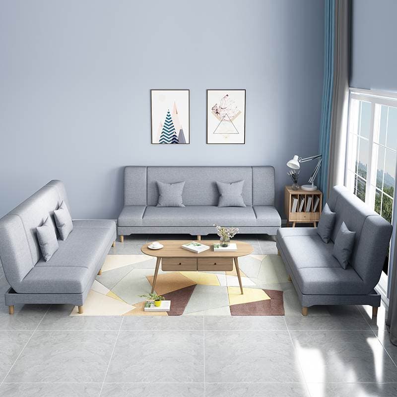 Contemporary Modern Grey/Azure/Emerald Green Sleeper, Solid Color, 3-Seater with 2 Pillows thumbnail 15