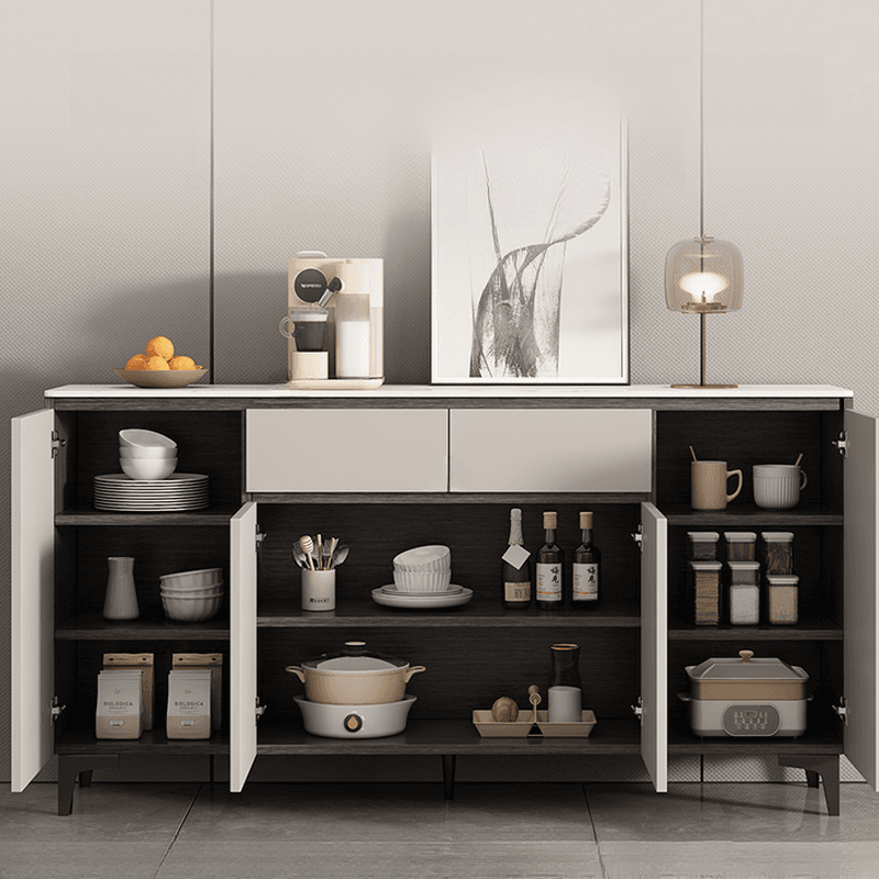 Modish Sideboard with 2 Drawers, 1 Shelf, Larder Storage, Sintered Stone Countertop, and 2/3 Doors thumbnail 4