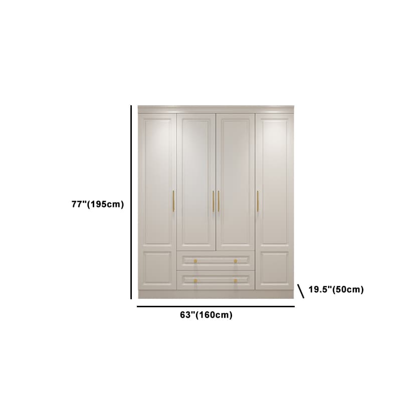 Art Deco Chalk Manufactured Wood Free Standing Interior Shelves Wardrobe with Soft Close Drawer and Hanging Rod thumbnail 15