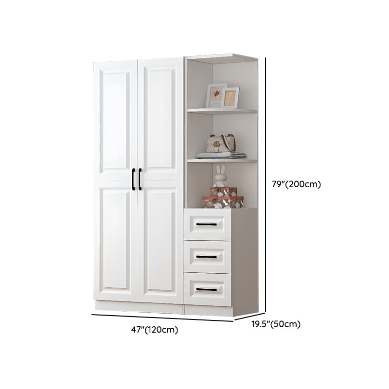 Sleek White Nordic Wooden Detached Almirah with Soft Close Drawers, Doors, and Clothing Rod thumbnail 24