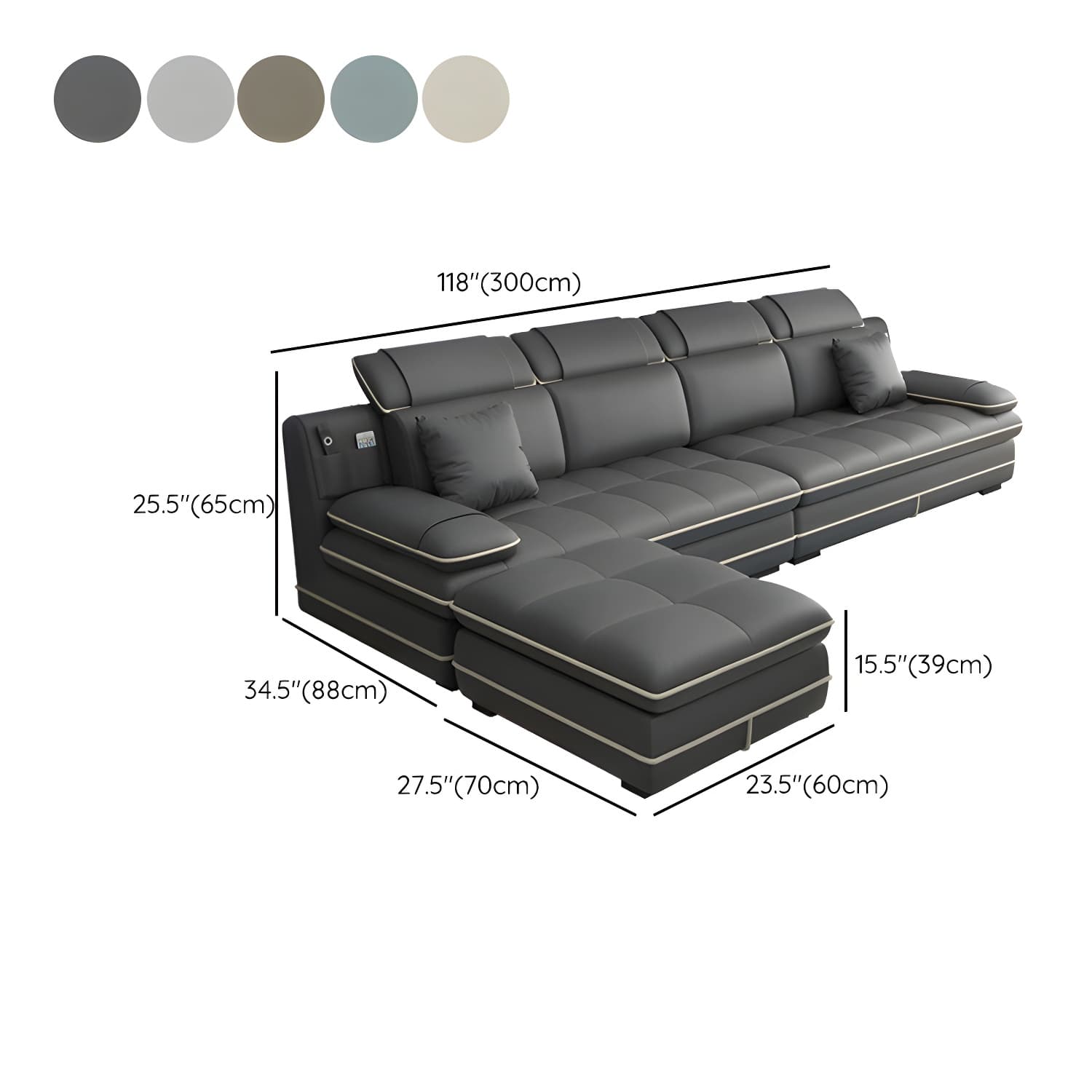 Elegant Gray Curved Sectional Sofa with Scandinavian Wooden Frame thumbnail 19