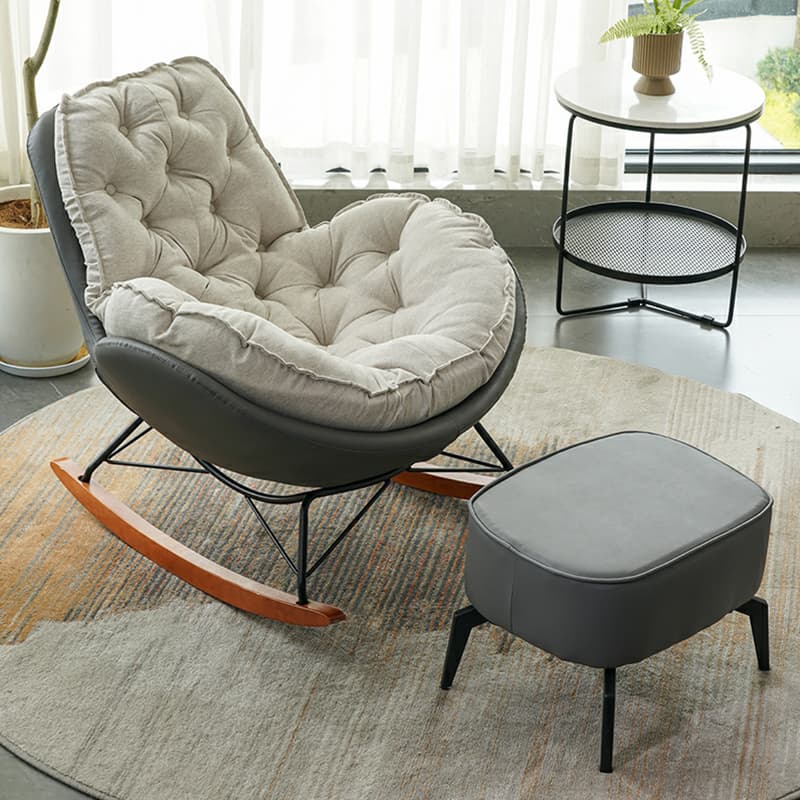 Ergonomic and Stationary Solid Wood Maternity Rocking Chair with Back and Flared Arm thumbnail 17