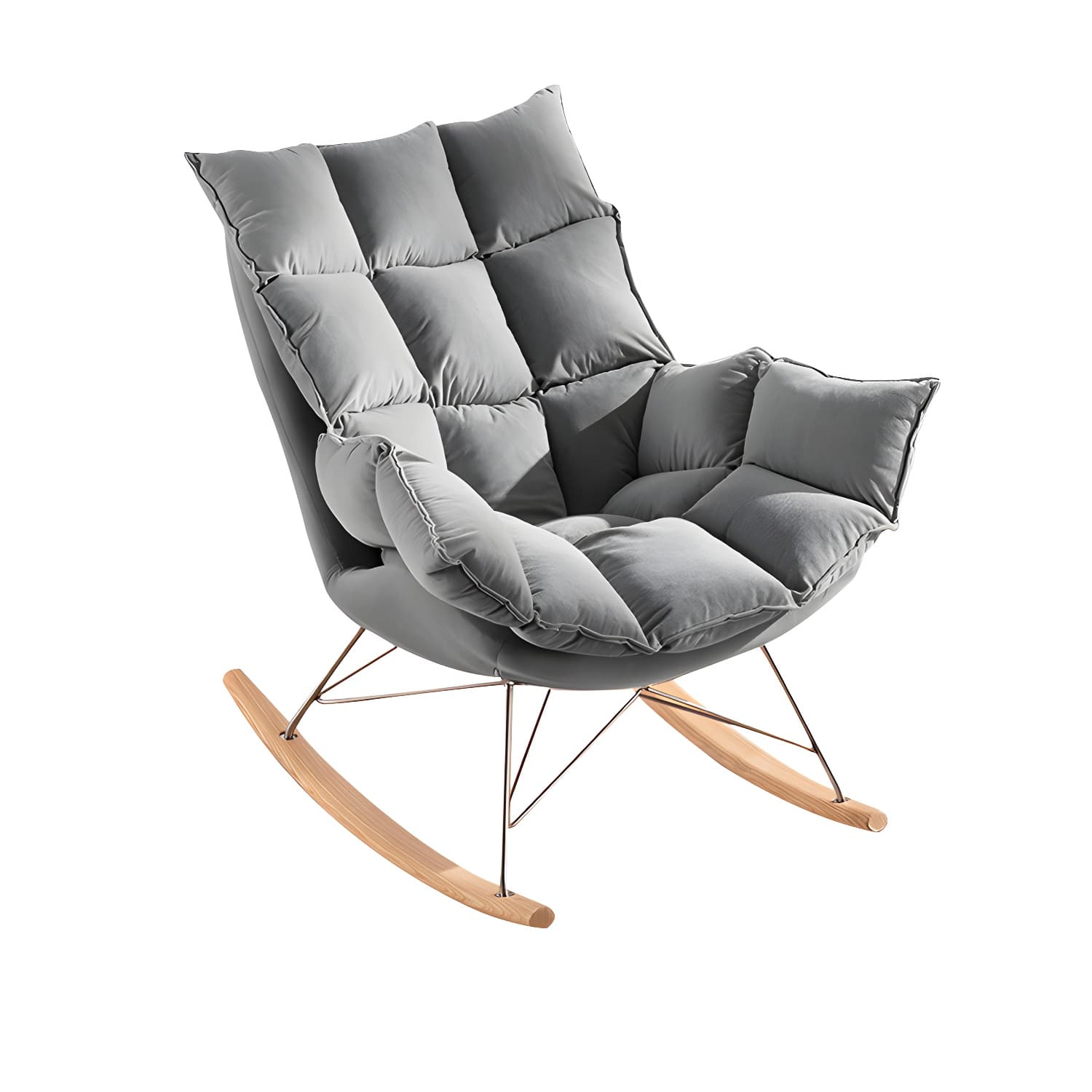 Modern Indoor Sofa Rocking Chair Mother Feeding Rocking Chair with Cushion and Ottoman thumbnail 11