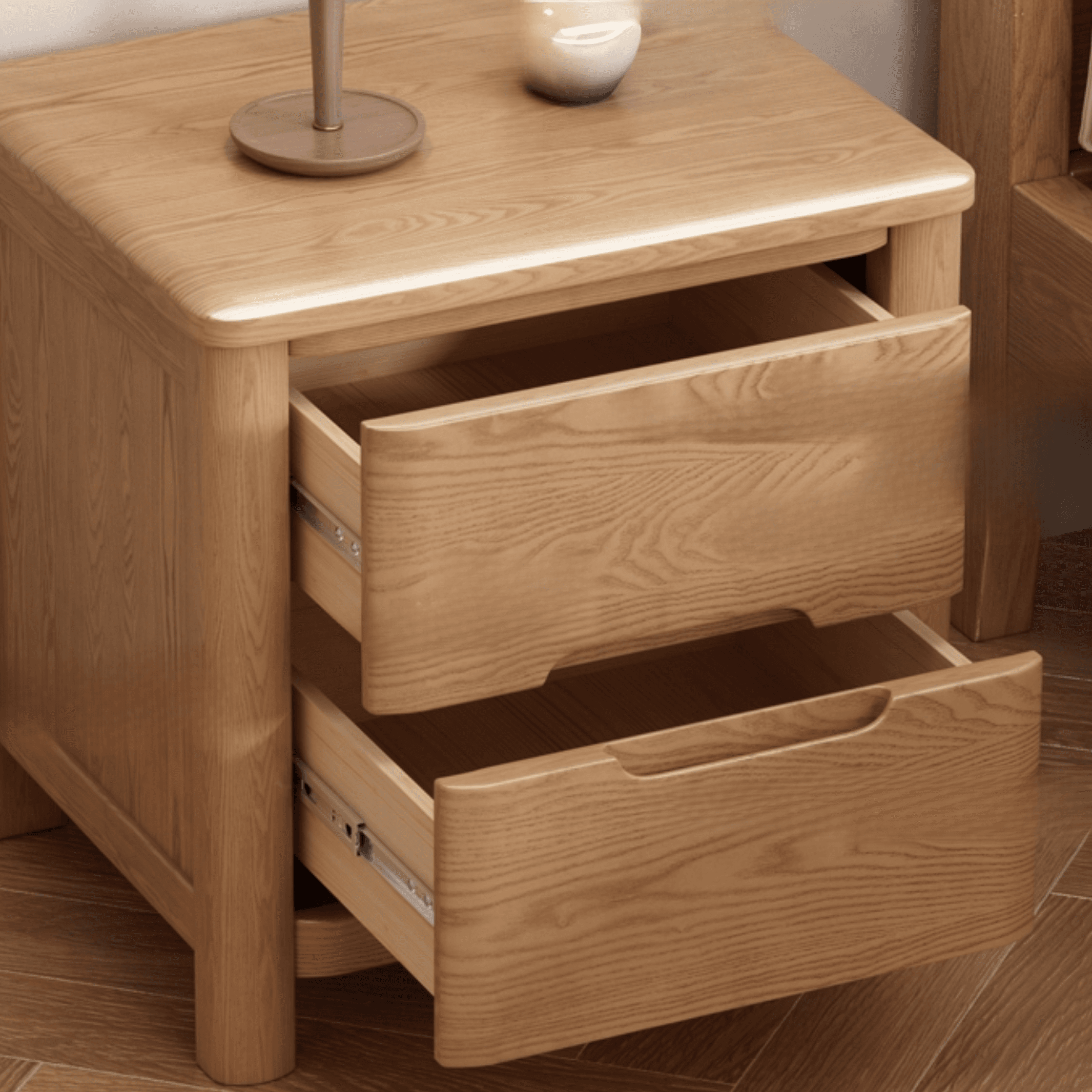 Contemporary Timber Nightstand With Drawer Storage with 2 Drawers/3 Drawers & Leg thumbnail 5