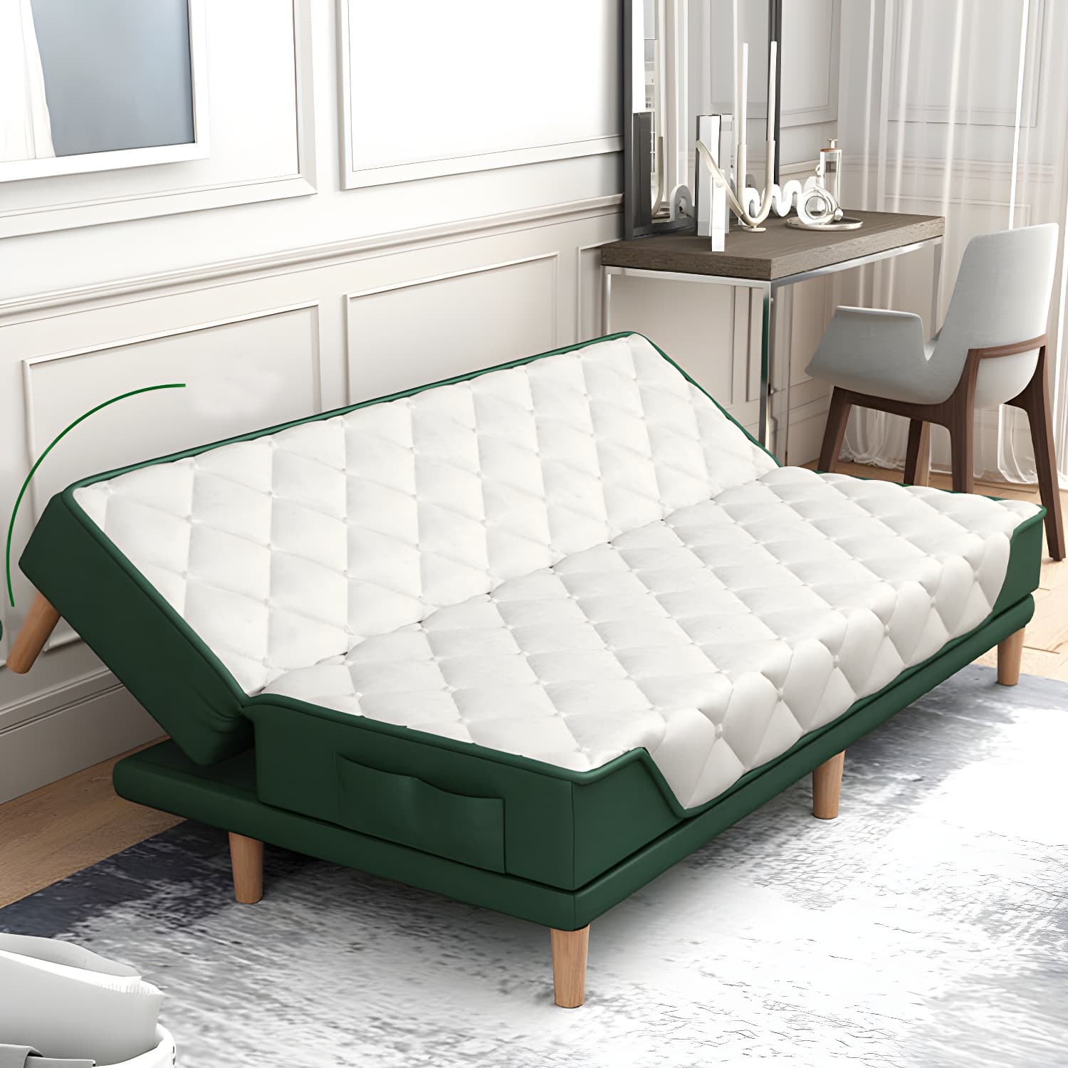 Contemporary Tight Back Convertible Sofa and Chaise with Pillow Top Arm thumbnail 16